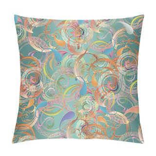 Personality  Colorful Floral Paisley Vector Seamless Pattern. Ornamental Mult Pillow Covers