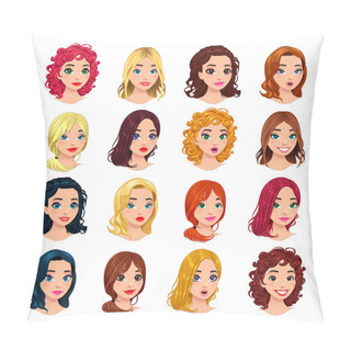 Personality  Fashion Female Avatars. Pillow Covers