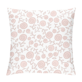 Personality  Seamless Vector Pattern With Pastel Doodle Rose Flowers On A White Background Pillow Covers