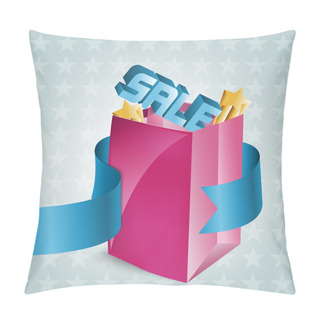 Personality  Pink Shopping Bag With Sign Of Sale. Vector Illustration Pillow Covers