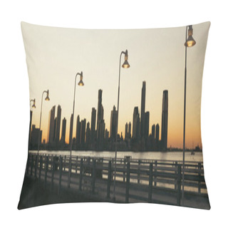 Personality  Lanterns On Bridge And Hudson River In New York City, Banner  Pillow Covers