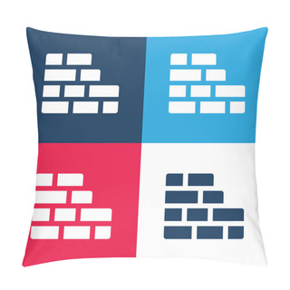 Personality  Brickwall Blue And Red Four Color Minimal Icon Set Pillow Covers