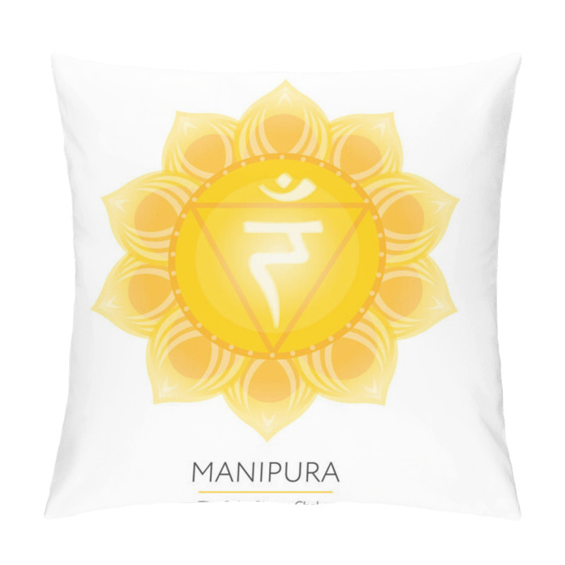 Personality  Manipura. Chakra Vector Isolated Multicolored Icon - For Yoga Studio, Banner, Poster. Editable Concept. Pillow Covers
