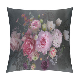 Personality  Vintage Garden Flowers And Decorative Herbs On Watercolor Backgr Pillow Covers