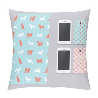 Personality  Phone Case Design. Vector Chihuahua Small Dog Pattern. Pillow Covers