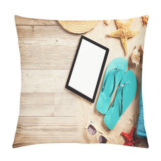 Personality  Summer Concept With Tablet And Accessories Pillow Covers