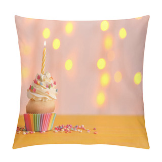 Personality  Birthday Cupcake With Candle Pillow Covers