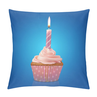 Personality  Festive Cupcake With Burning Candle Pillow Covers