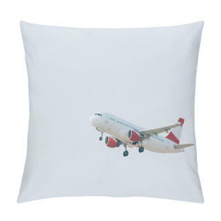 Personality  Commercial Jet Plane Taking Off With Cloudy Sky At Background Pillow Covers