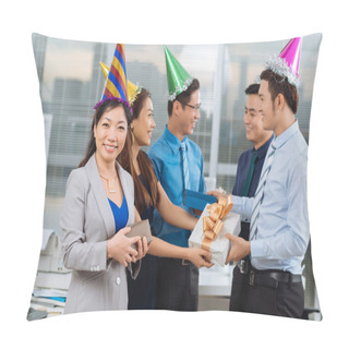 Personality  Vietnamese Coworker Exchanging Presents Pillow Covers