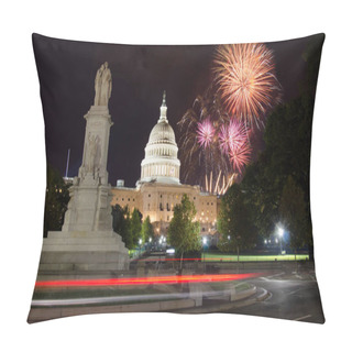 Personality  Fireworks Over Capitol Hill And The Peace Monument Pillow Covers