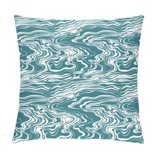 Personality  Seamless Pattern With The Flow Of Water, Ocean, Waves On The River From The Graphic Lines Pillow Covers
