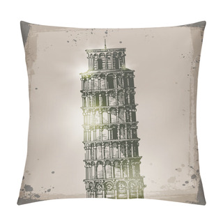 Personality  Leaning Tower Of Pisa. Vector Format Pillow Covers