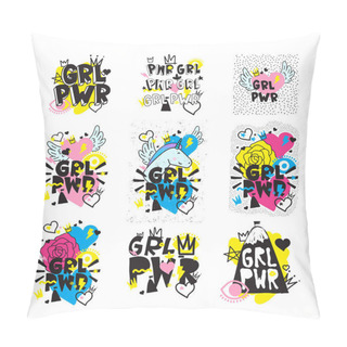 Personality  Typography Colorful Slogan Girl Power Text, Decoration Pillow Covers