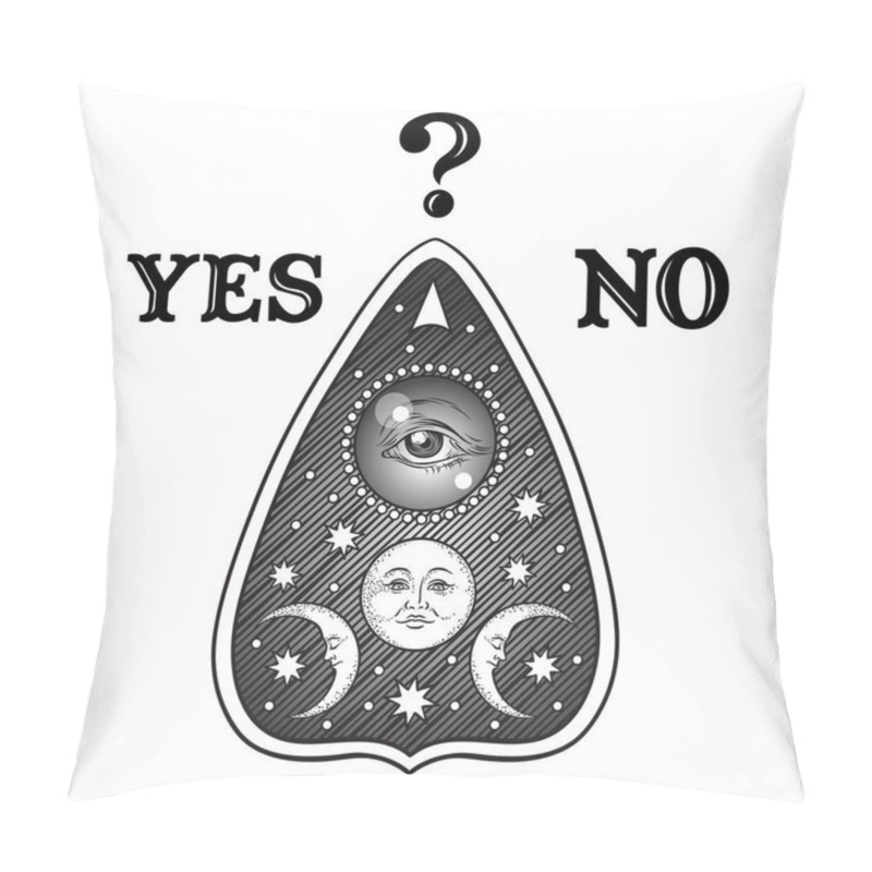 Personality  Hand drawn art ouija board mystifying oracle planchette isolated. Antique style boho chic sticker, tattoo or print design vector illustration pillow covers