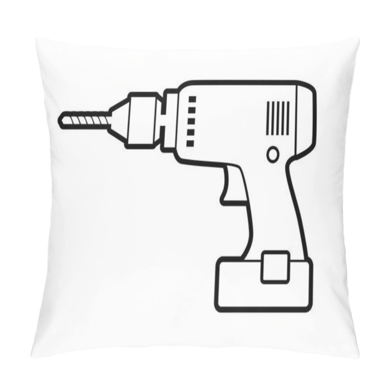 Personality  Drill icon on white background  pillow covers