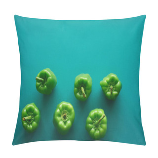 Personality  Bulgarian Peppers Are Green On A Green Background. Fresh And Crunchy.Vegetarian Food. Pillow Covers