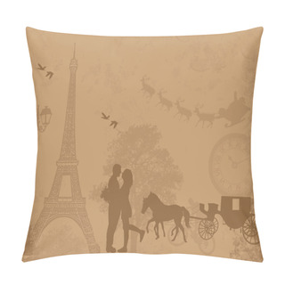 Personality  Carriage And Lovers In Paris Pillow Covers
