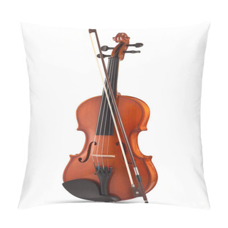 Personality  Violin With Bow Isolated On White Background Pillow Covers