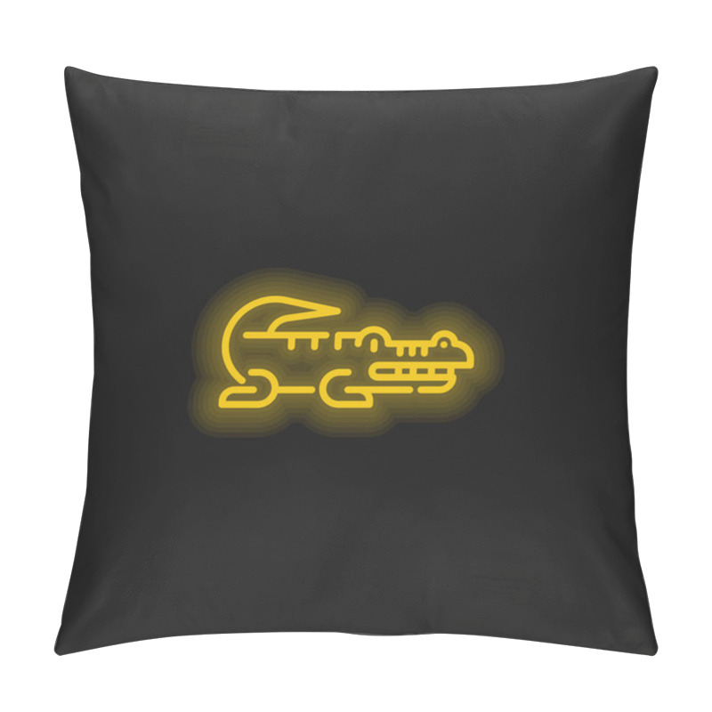 Personality  Alligator Yellow Glowing Neon Icon Pillow Covers
