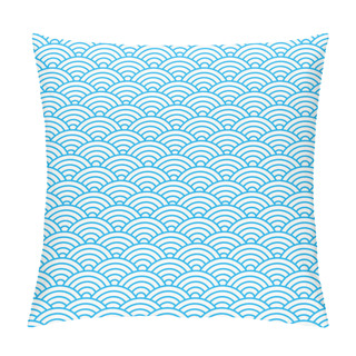 Personality  Seamless Pattern Witn Blue Waves. Chinese Print. Vector Illustration Pillow Covers