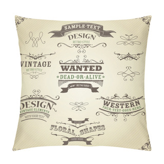 Personality  Hand Drawn Western Banners And Ribbons Pillow Covers