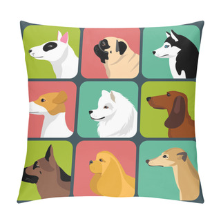 Personality  Set Of Different Dogs Icons Pillow Covers