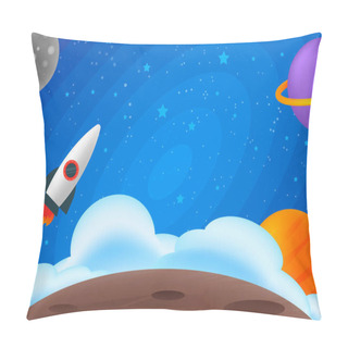 Personality  Childish Seamless Pattern - Cosmos, Stars, Planets, Spaceship And Comets. Vector Flat Illustrations. Space Theme. Cartoon Style For Nursery. Solar System. Pillow Covers