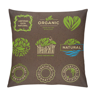 Personality  Organic Food Labels And Elements Pillow Covers