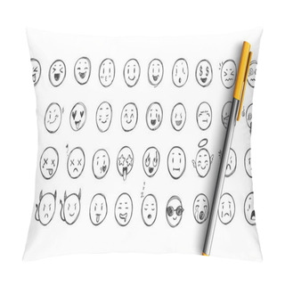 Personality  Face Expressions Doodle Set Pillow Covers
