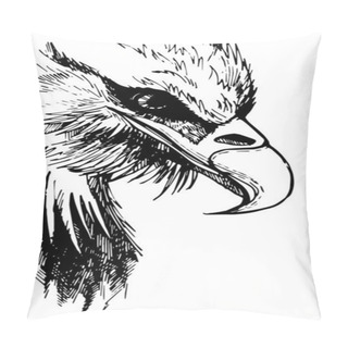 Personality  Vector Graphic Freehand Drawing Of Beautiful Proud Eagle Imitation Of Black Ink Isolated On White Background. Can Be Used As A Tattoo, Illustrations, Printing On T-shirts, Postcards, Advertising. Pillow Covers