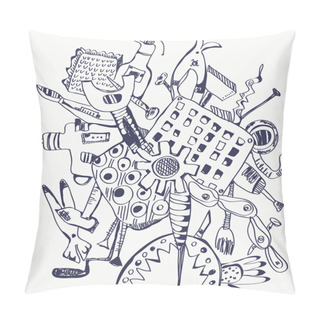 Personality  Tools Doodle Composition - Graphic Pillow Covers