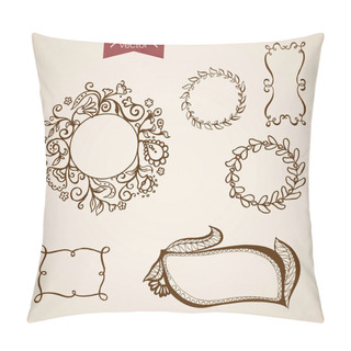 Personality   Floral Elements Doodle Collage Pillow Covers