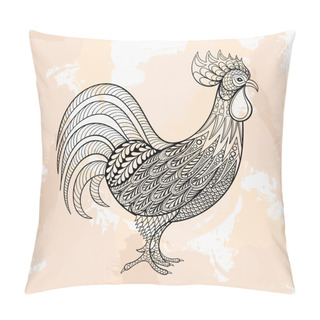 Personality  Zentangle Vector Rooster, Chicken, Tattoo In Hipster Style. Orna Pillow Covers