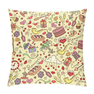 Personality  Vector Seamless Pattern With Hand Drawn Romantic Symbols Pillow Covers