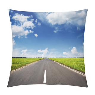 Personality  Asphalt Road Through The Green Field Pillow Covers