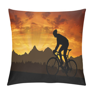 Personality  Silhouette Of The Cyclist Pillow Covers
