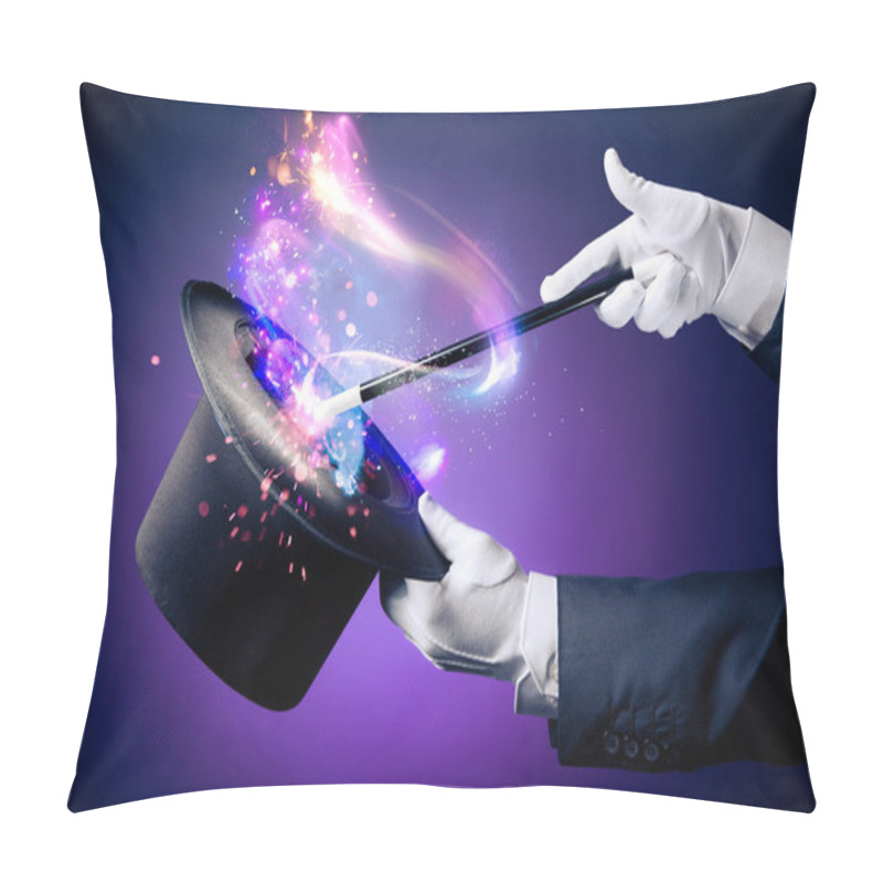 Personality  Magician hands with magic wand pillow covers