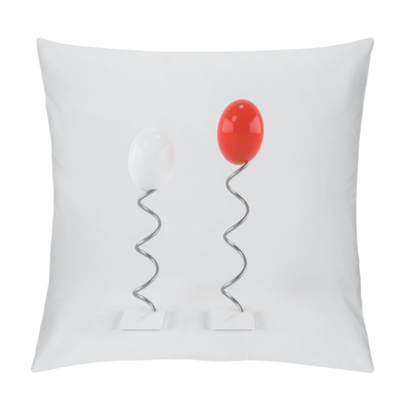 Personality  Polished Balls Are Attached To Springs, 3d Rendering. Pillow Covers