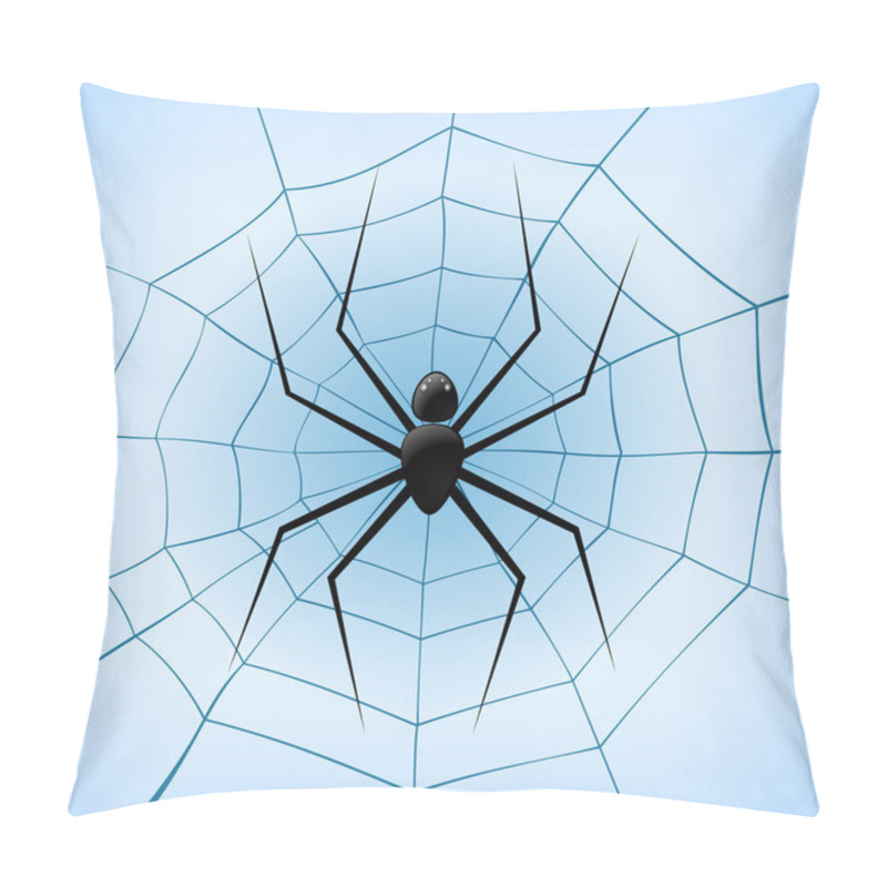 Personality  A Spiderweb with Spider on blue background. Vector Illustration pillow covers