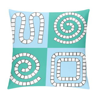 Personality  Abstract Futuristic Maze Set, Template For Children's Games, White Squares Black Contour On Blue Turquoise Background. Vector Illustration Pillow Covers