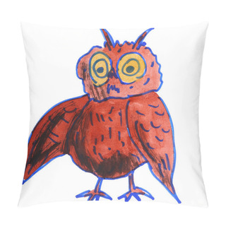 Personality  Watercolor Drawing Kids Cartoon Owl On White Background Pillow Covers
