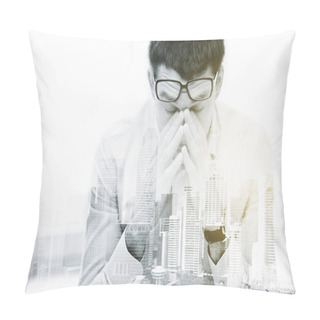 Personality  Tired Businessman With Eyeglasses At Office Pillow Covers