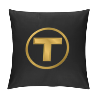 Personality  Boston Metro Logo Gold Plated Metalic Icon Or Logo Vector Pillow Covers