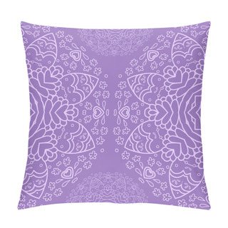 Personality  Ornamental Half Round Lace Pattern, Circle Background, Crocheting Handmade Lace, Lacy Arabesque Designs. Oriental Traditional Ornament Motif In Modern Realization Pillow Covers