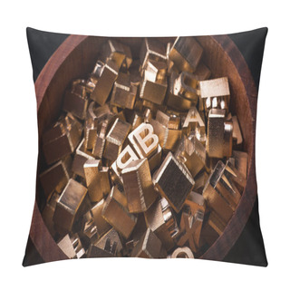 Personality  Wooden Case With Golden Leather Alphabet Stamps  Pillow Covers