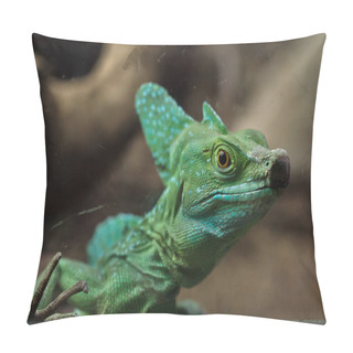 Personality  Plumed Basilisk (Basiliscus Plumifrons), Also Known As The Green Basilisk. Pillow Covers