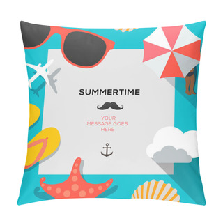 Personality  Summertime Traveling Template With Beach Summer Accessories Pillow Covers