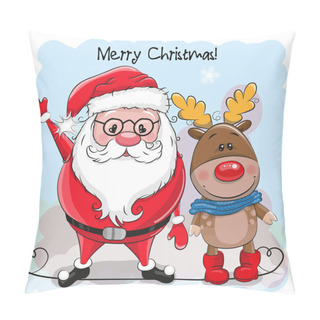 Personality  Cute Christmas Deer And Santa Pillow Covers