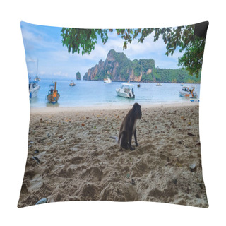 Personality  Monkey At The Beach In Koh Phi Phi Thailand, Monkey Beach Phi Phi Pillow Covers